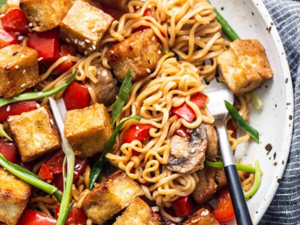 Crispy Tofu Stir Fry with Veggies & Noodles
