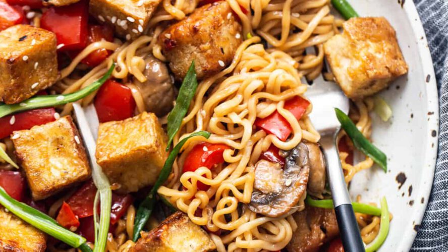 Crispy Tofu Stir Fry with Veggies & Noodles