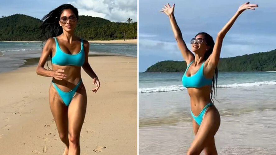 Nicole Scherzinger Stuns in Revealing Blue Bikini!