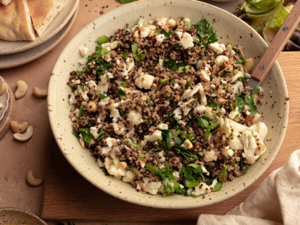 Roasted Cauliflower Quinoa Salad with Citrus-Honey French dressing