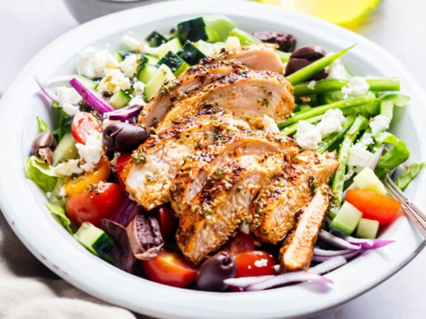 Grilled Rooster Greek Salad {Prepared in 20 Minutes!}