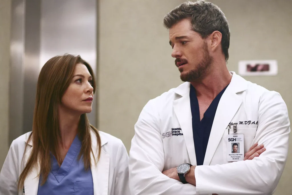 Ellen Pompeo and Eric Dane (right) on 'Grey's Anatomy'
