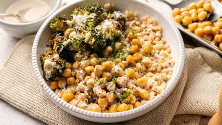 Farro Bowls with Broccoli and Chickpeas