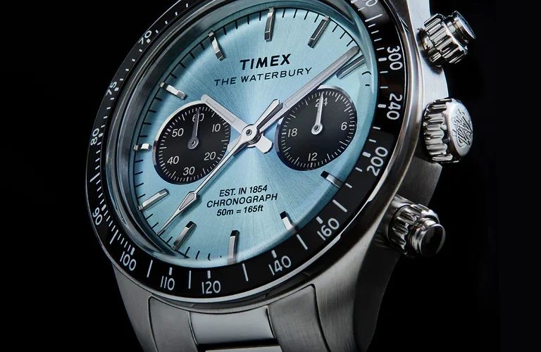 Timex Simply Dropped A Dope $350 Ice-Blue Chronograph Watch