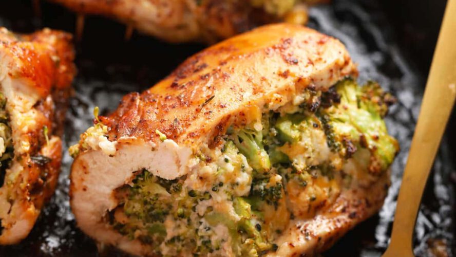 Broccoli and Cheese Stuffed Rooster Breasts