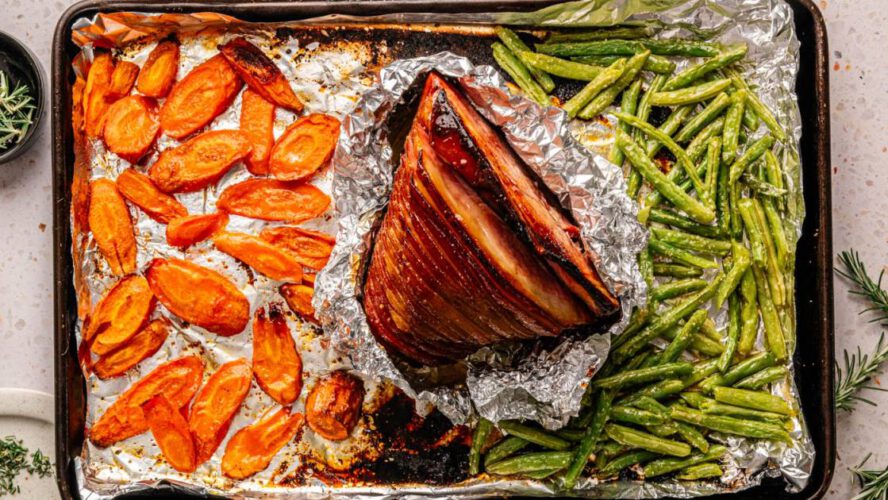 Sheet Pan Easter Ham and Greens