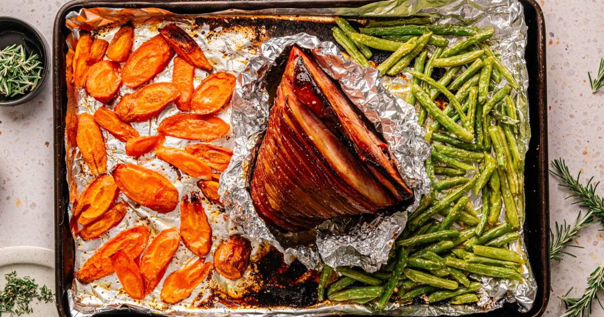 Sheet Pan Easter Ham and Greens