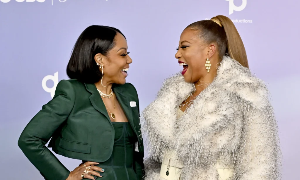 Queen Latifah Sparks Reactions AMAs Red Carpet Partner Eboni Nichols Son Rebel Videos