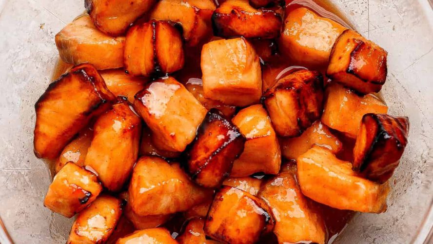 Honey Sriracha Salmon Bites (Air Fryer Appetizer!)