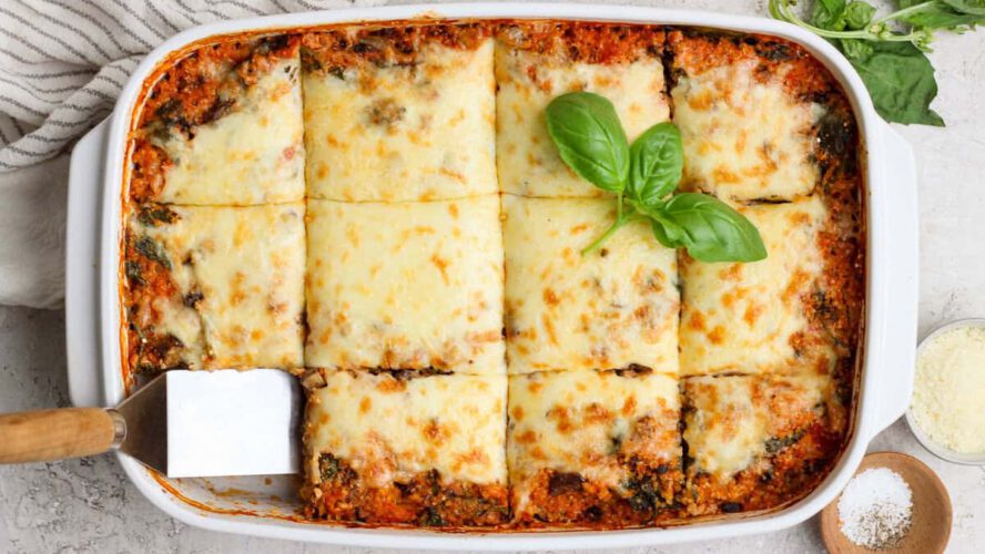 Spinach Quinoa Lasagna Casserole (No Precooking!)