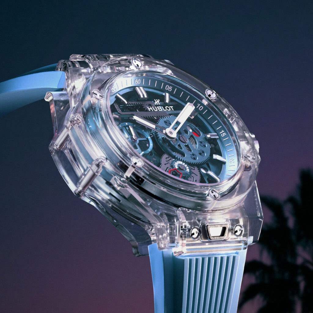 Hublot Big Bang Sapphire Sky Blue fully polished sapphire crystal case 44mm