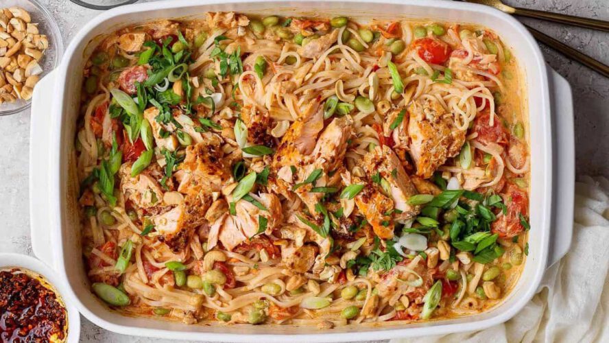 Salmon Noodle Casserole (with Chili Crunch & Boursin!)