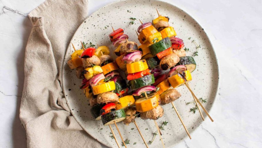 Straightforward Grilled Vegetable Skewers – {Good for BBQ + Labor Day}