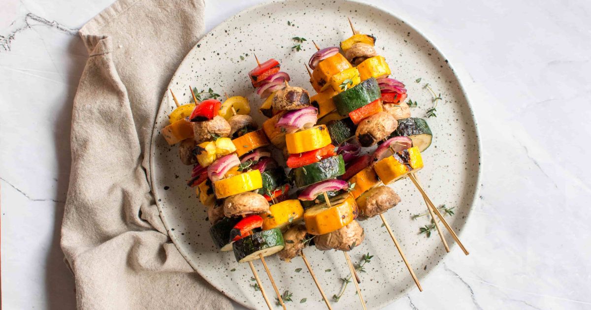 Straightforward Grilled Vegetable Skewers – {Good for BBQ + Labor Day}