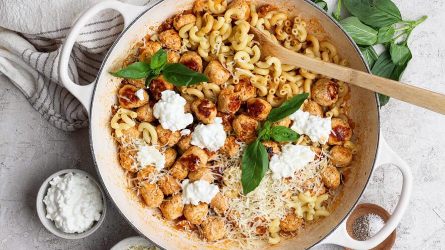 Mini Cottage Cheese Meatballs with Pasta (So Juicy!)
