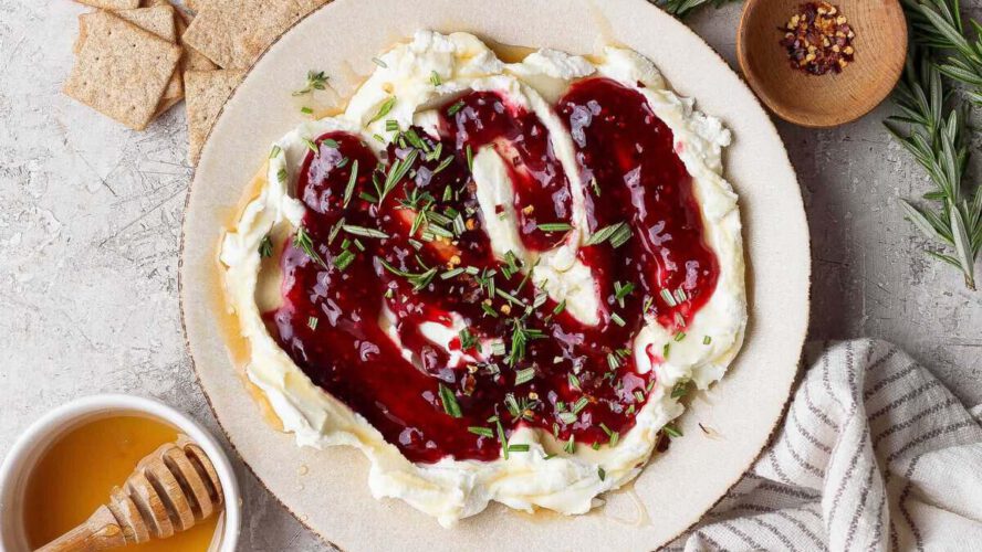Goat Cheese Dip with Raspberry Jam & Scorching Honey (5 Minutes!)