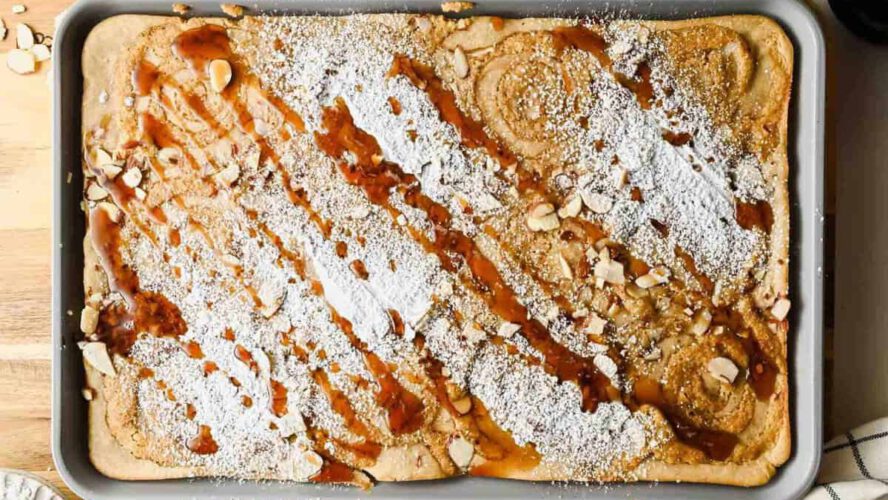 Sheet Pan Almond Croissant Pancakes (Straightforward Brunch!)