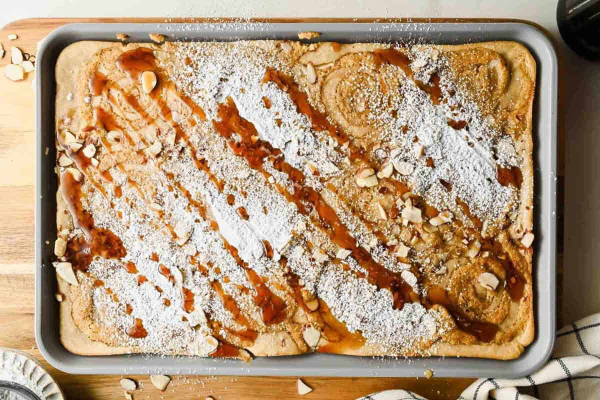 Sheet Pan Almond Croissant Pancakes (Straightforward Brunch!)